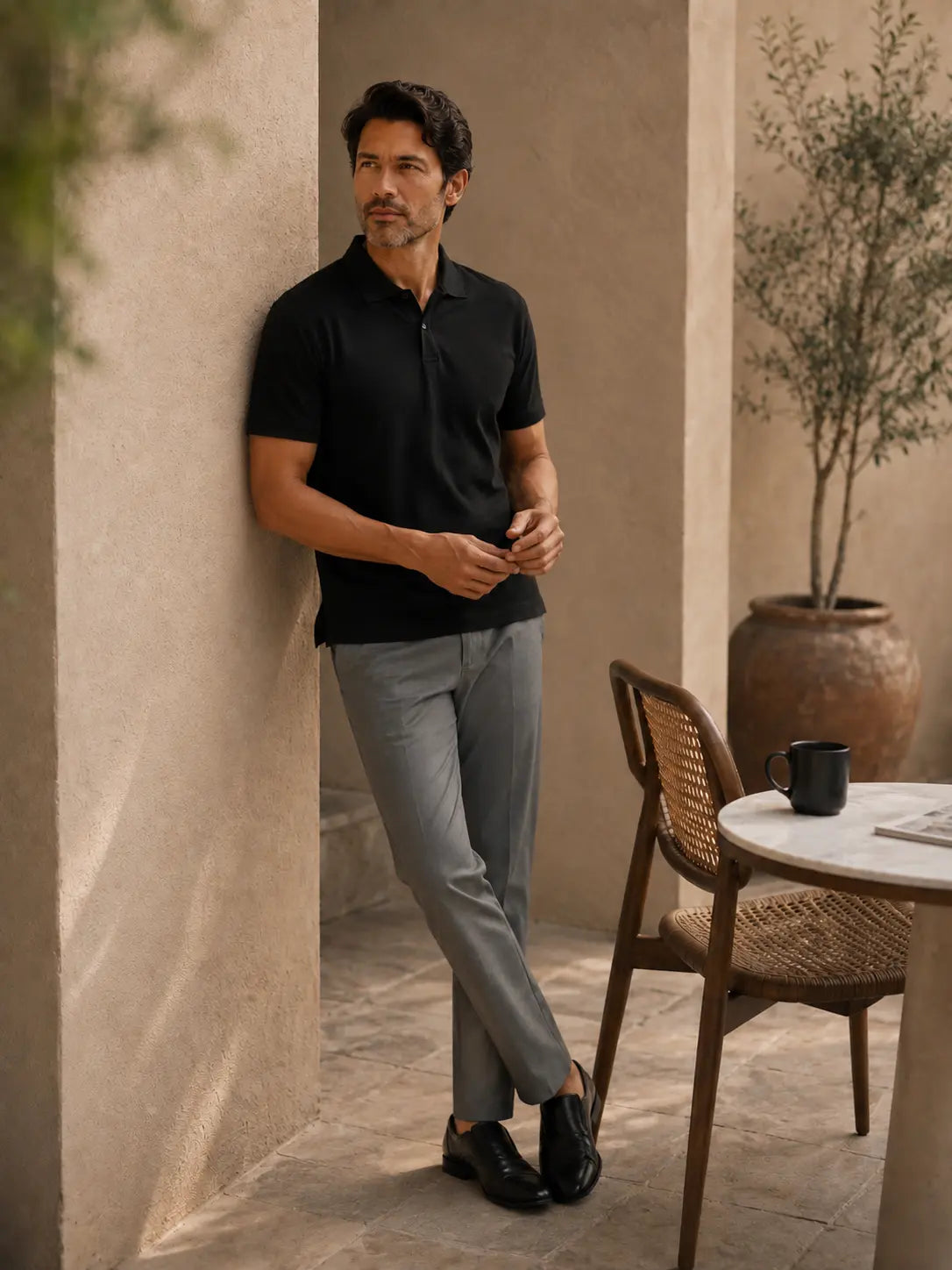 Men Dark Grey Classic Cotton Chinos