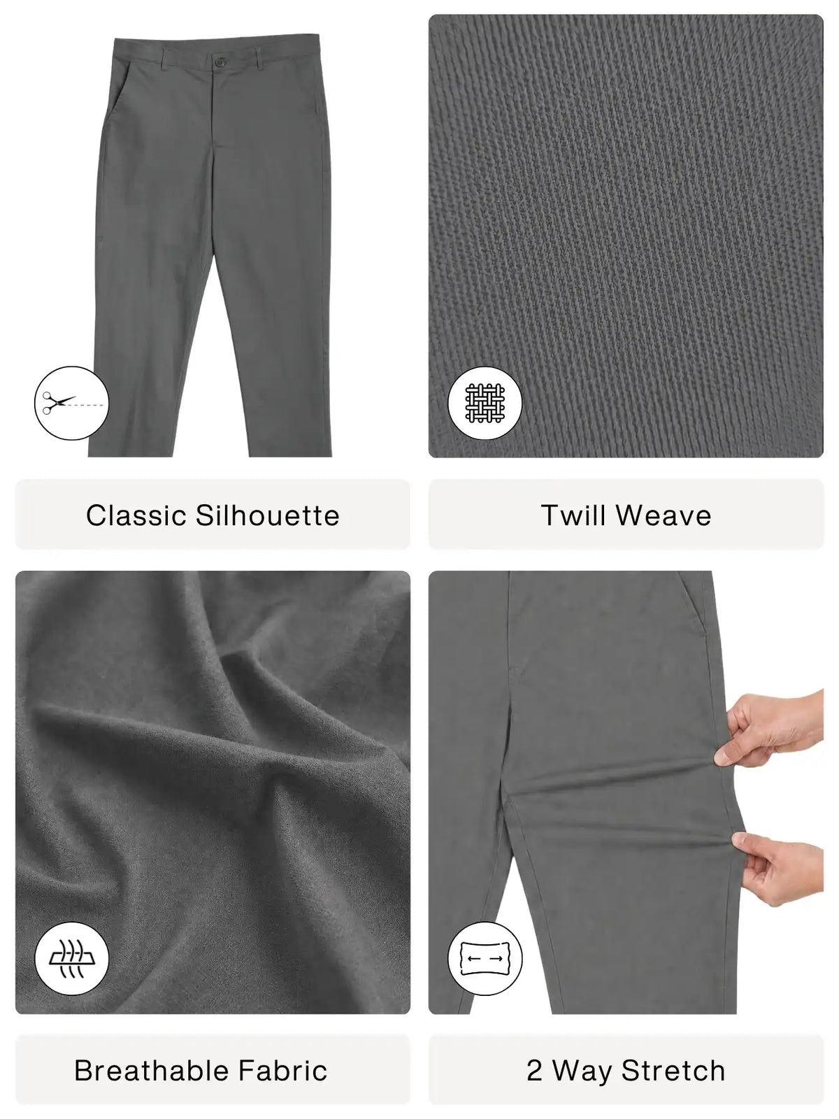 Men Dark Grey Classic Cotton Chinos