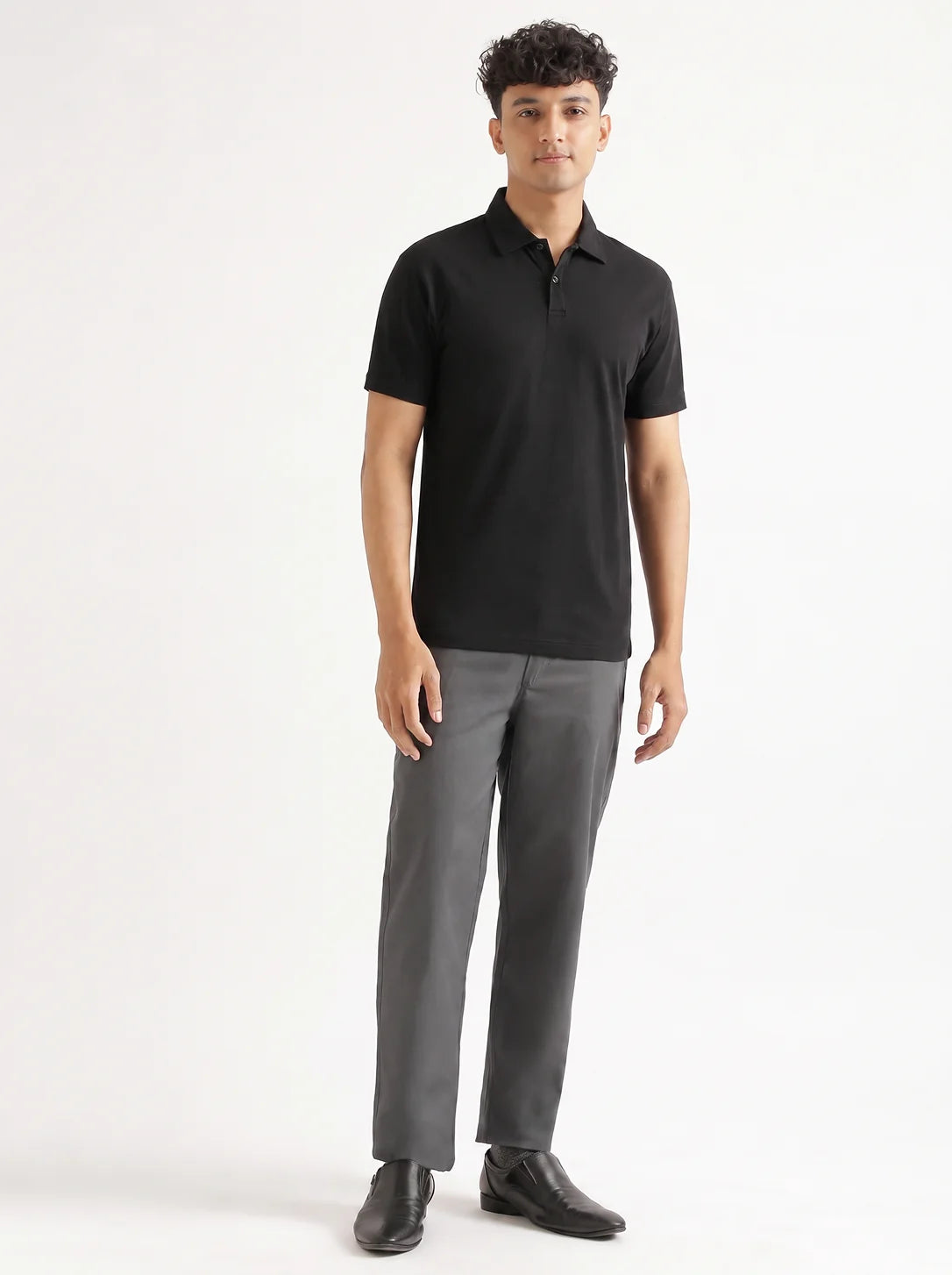 Men Dark Grey Classic Cotton Chinos