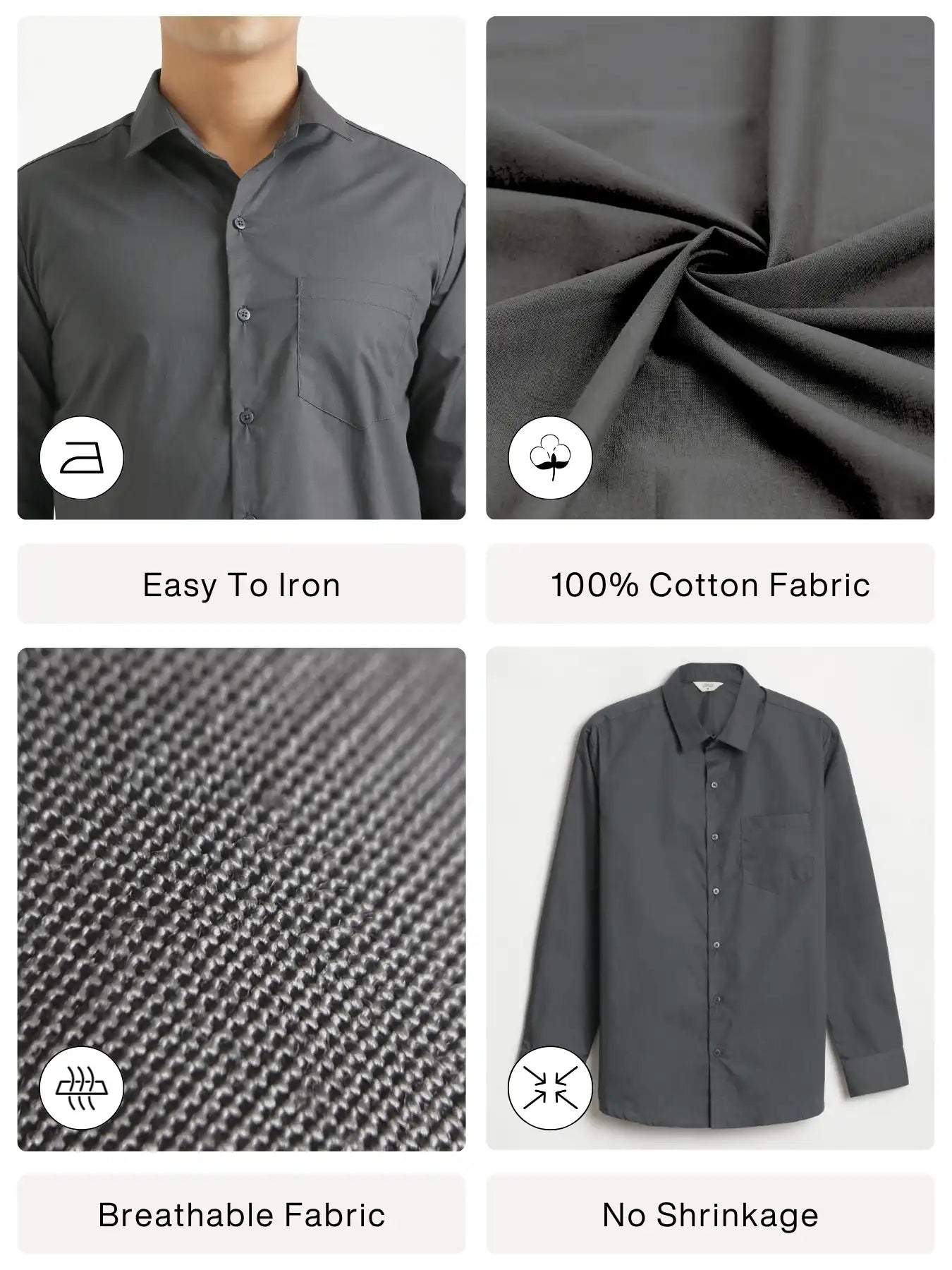 Men Dark Grey Better Cotton Everyday Shirt