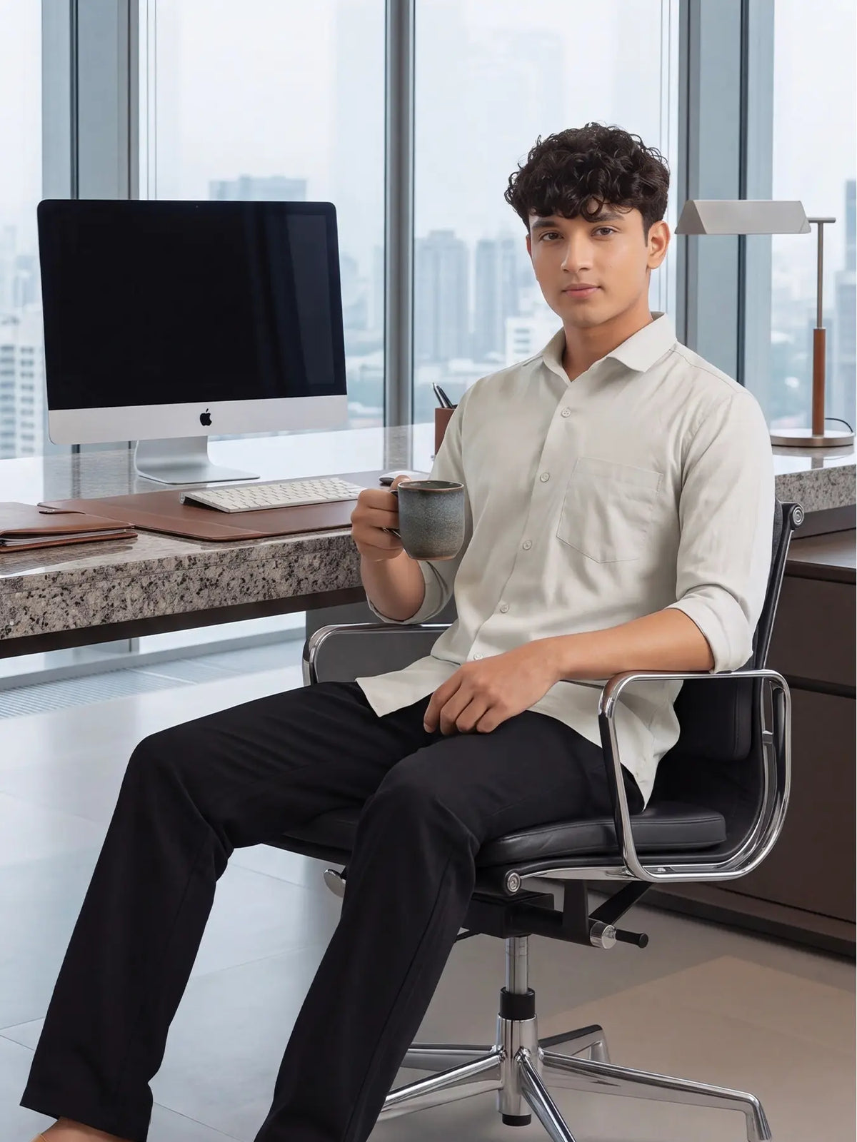Men Grey Better Cotton Everyday Shirt