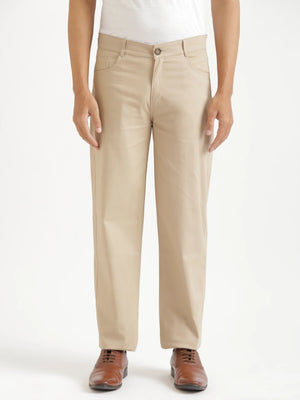 Men Beige 5 Pocket Classic Pant