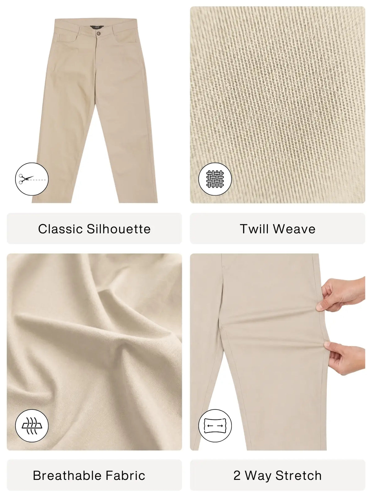 Men Beige 5 Pocket Classic Pant