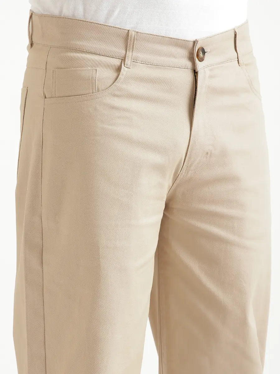 Men Beige 5 Pocket Classic Pant