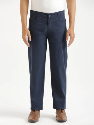 Men Navy Blue 5 Pocket Classic Pant