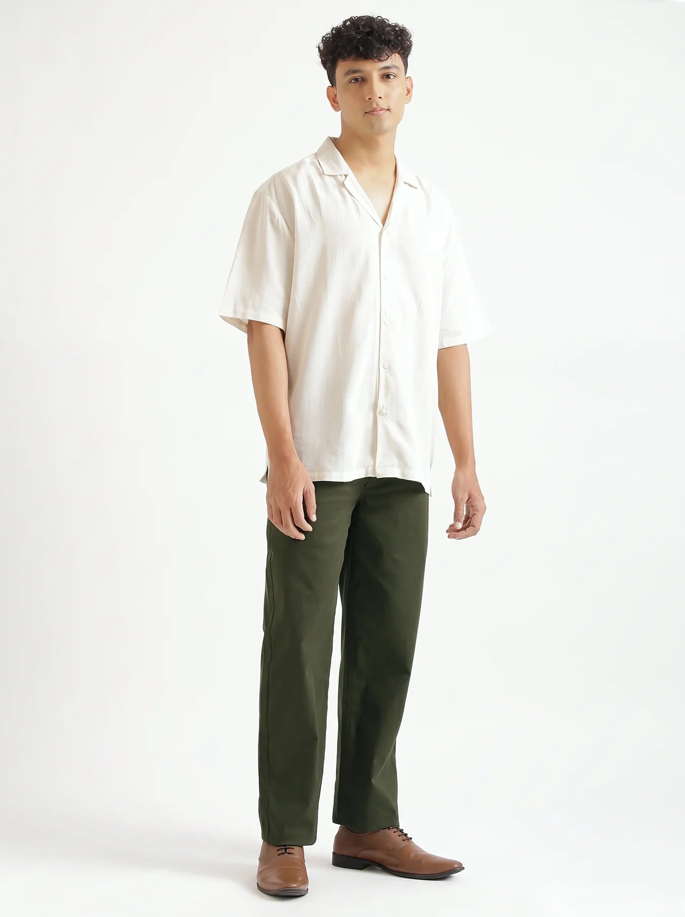 Men Olive Green 5 Pocket Classic Pant