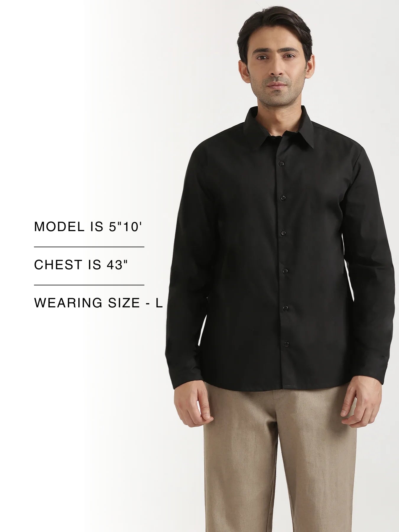 Men Black Better Cotton Full Sleeve Shirt