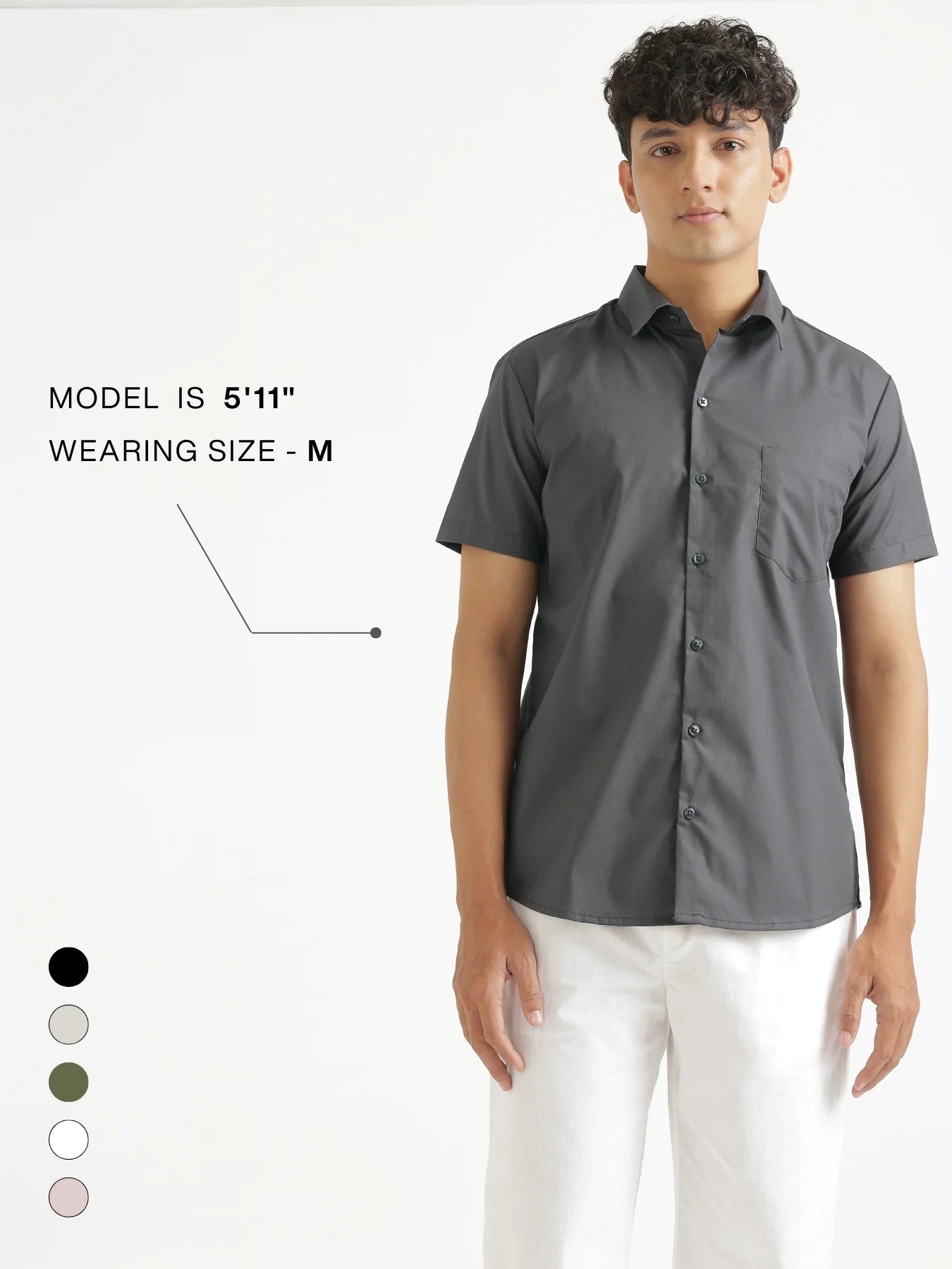 Men Dark Grey Better Cotton Half Sleeve Shirt