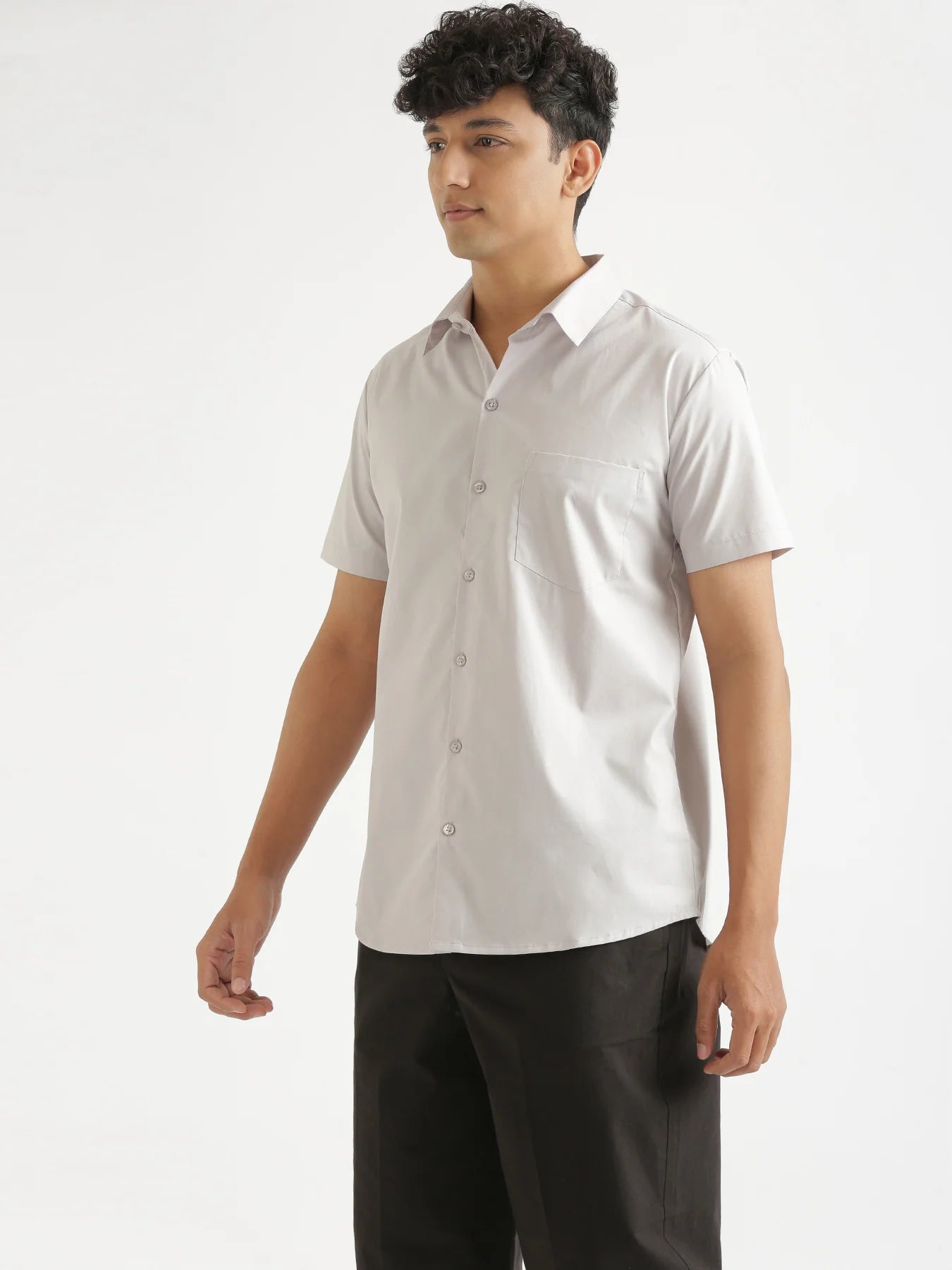 Men Grey Better Cotton Half Sleeve Shirt