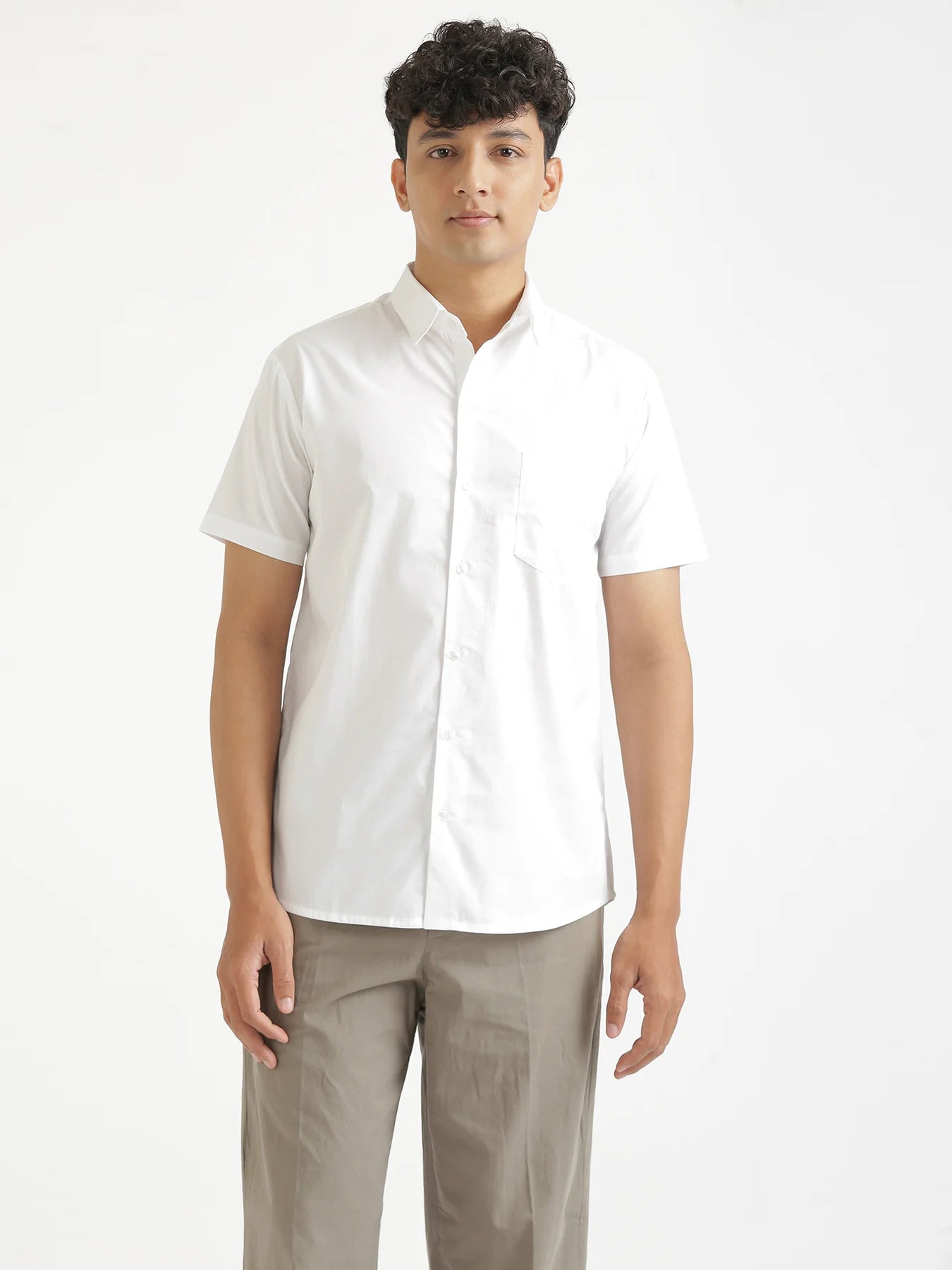 Men White Better Cotton Half Sleeve Shirt