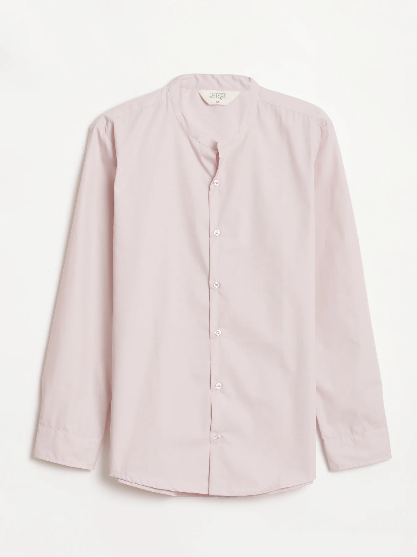 Men Mauve Pink Better Cotton Mandarin Collar Shirt