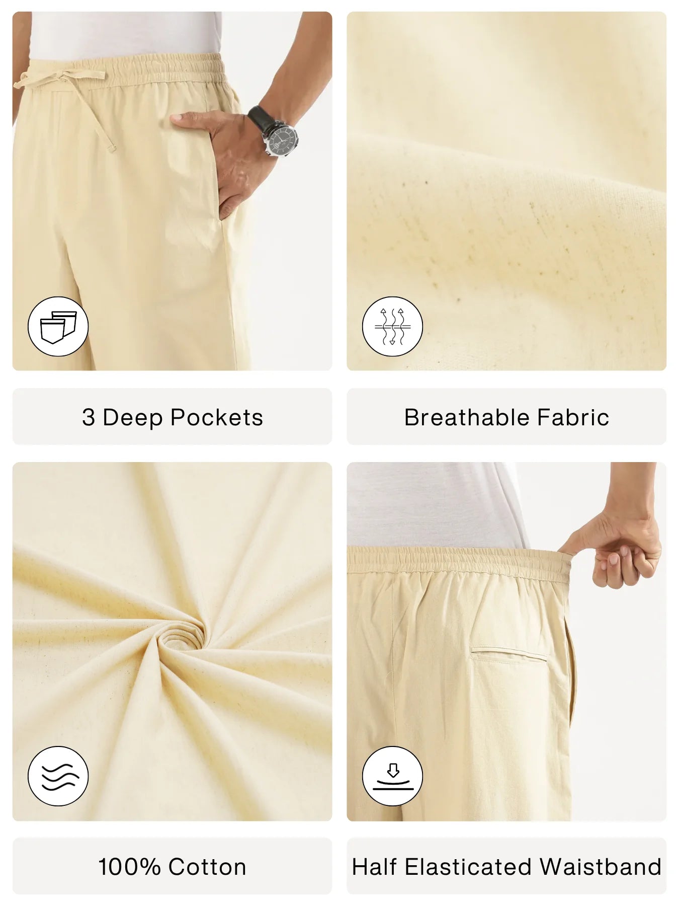 Men Beige Cotton Pant