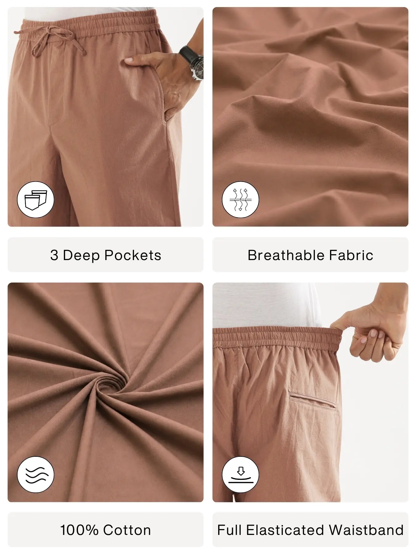Men Mocha Mousse Cotton Pant