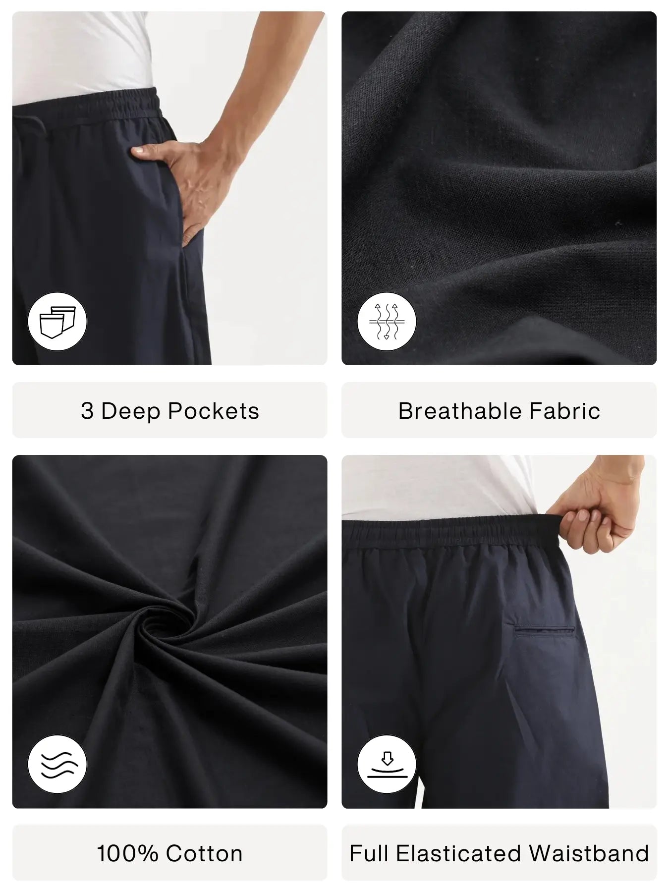 Men Navy Blue Cotton Pant