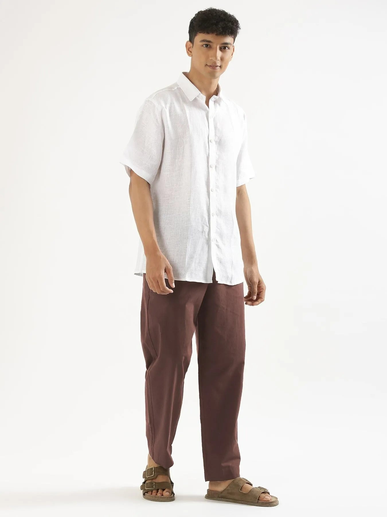 Men Mauve Brown Cotton Pant