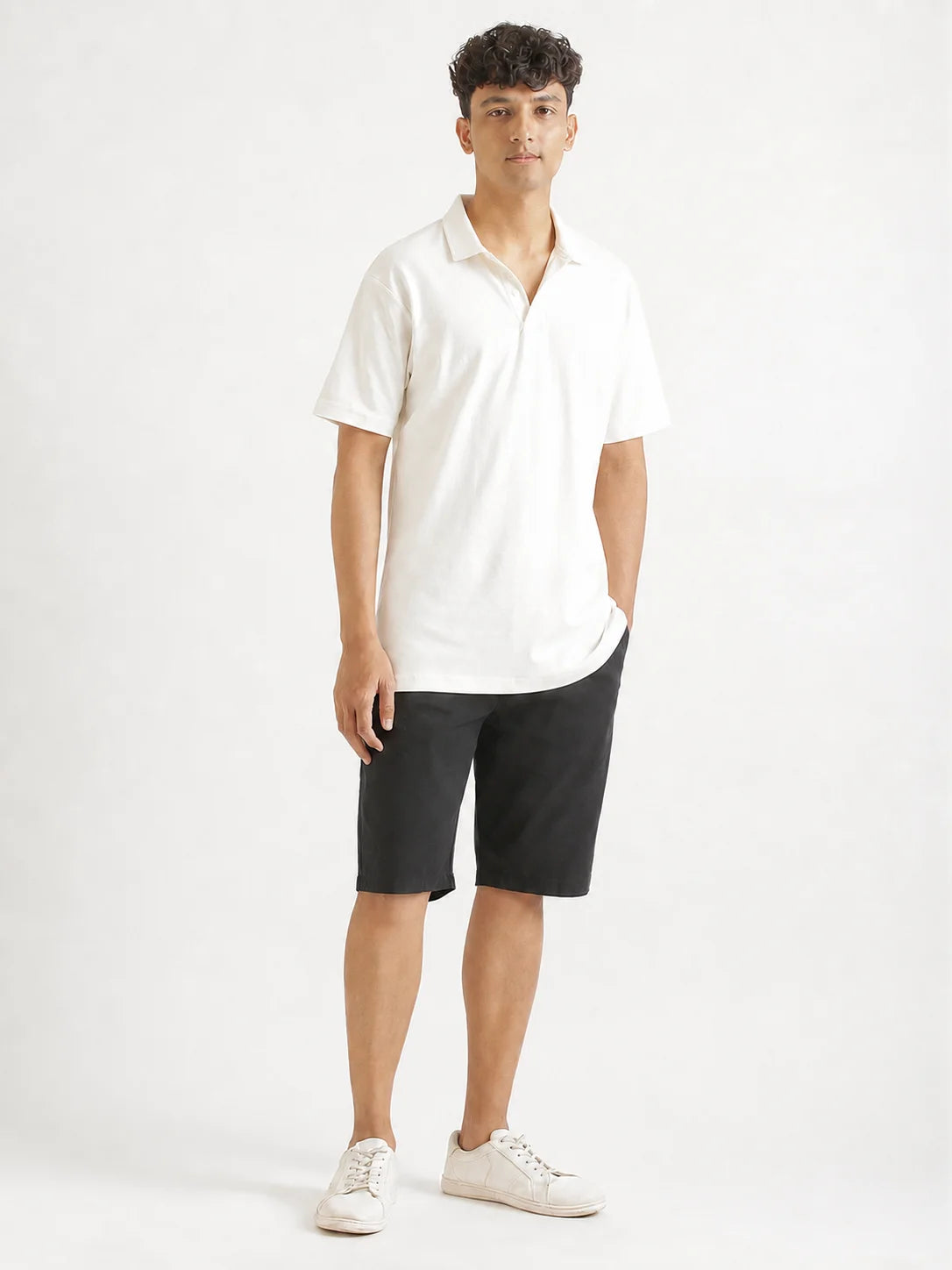 Men Black Tailored Cotton Shorts
