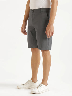 Men Dark Grey Tailored Cotton Shorts