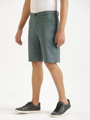 Men Grey Tailored Cotton Shorts