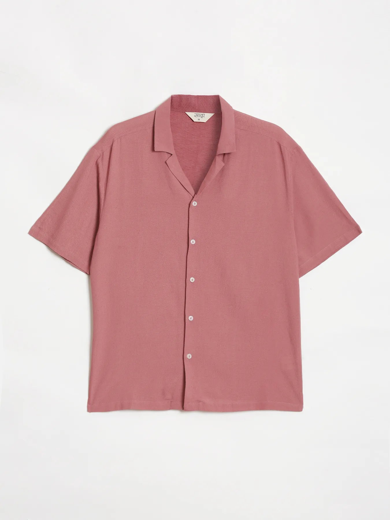 Men Flowy Linen Cuban Collar Rose Taupe Shirt