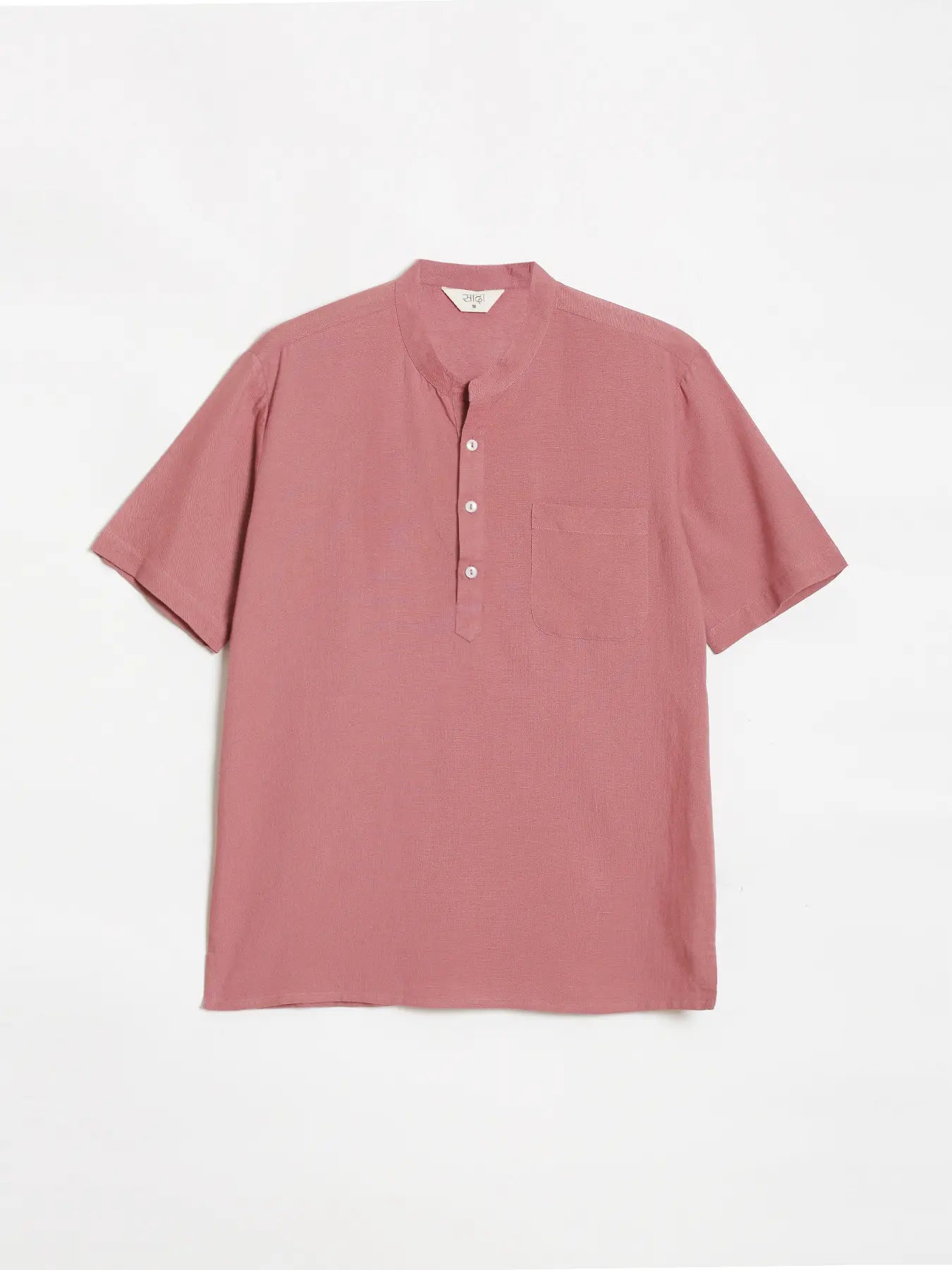 Men Flowy Linen Half Sleeve Rose Taupe Kurta