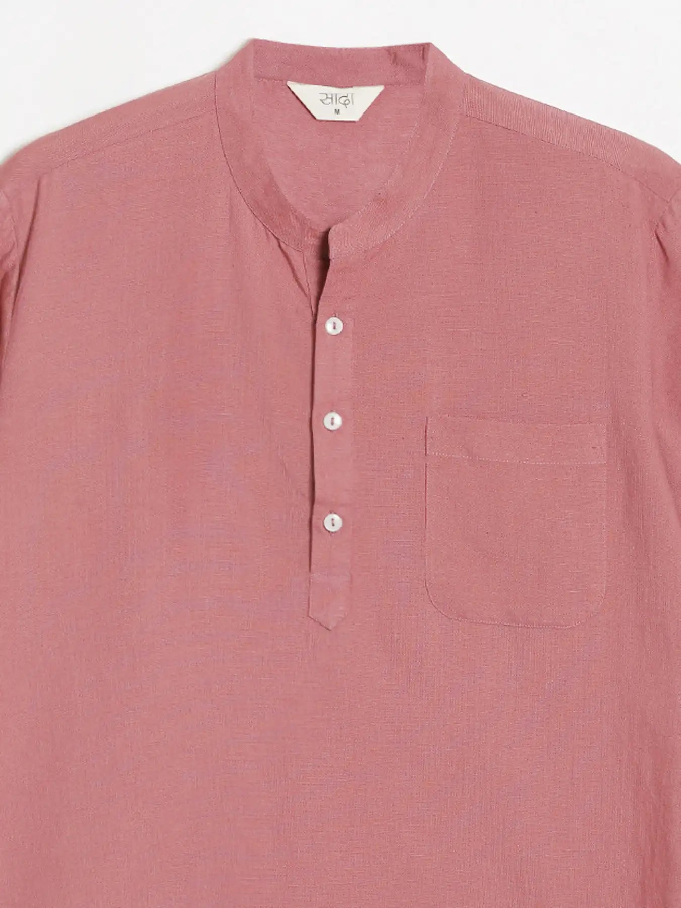Men Flowy Linen Half Sleeve Rose Taupe Kurta