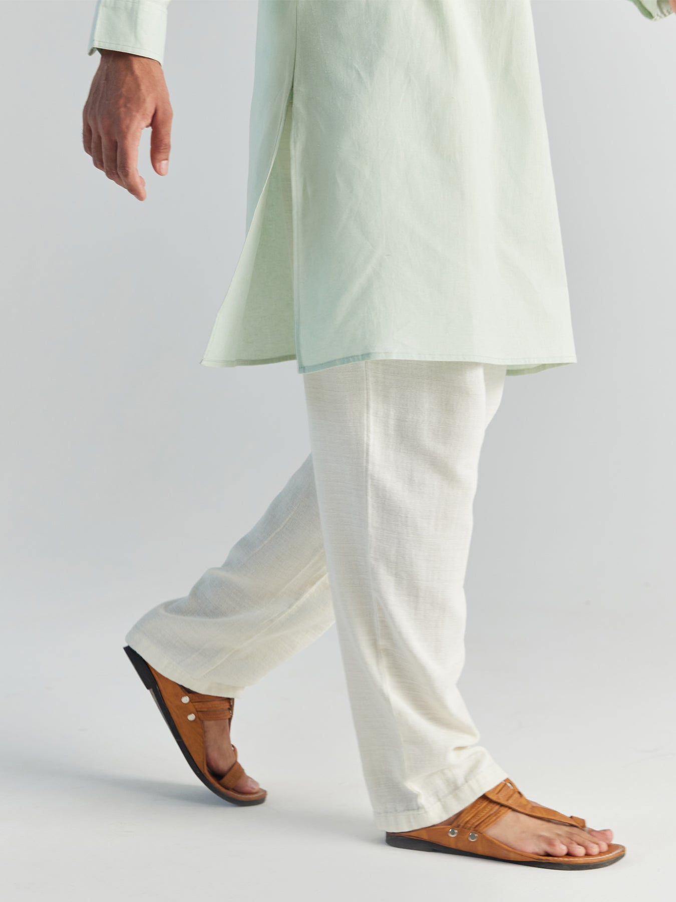 Men Mint Green Airy Linen Long Kurta