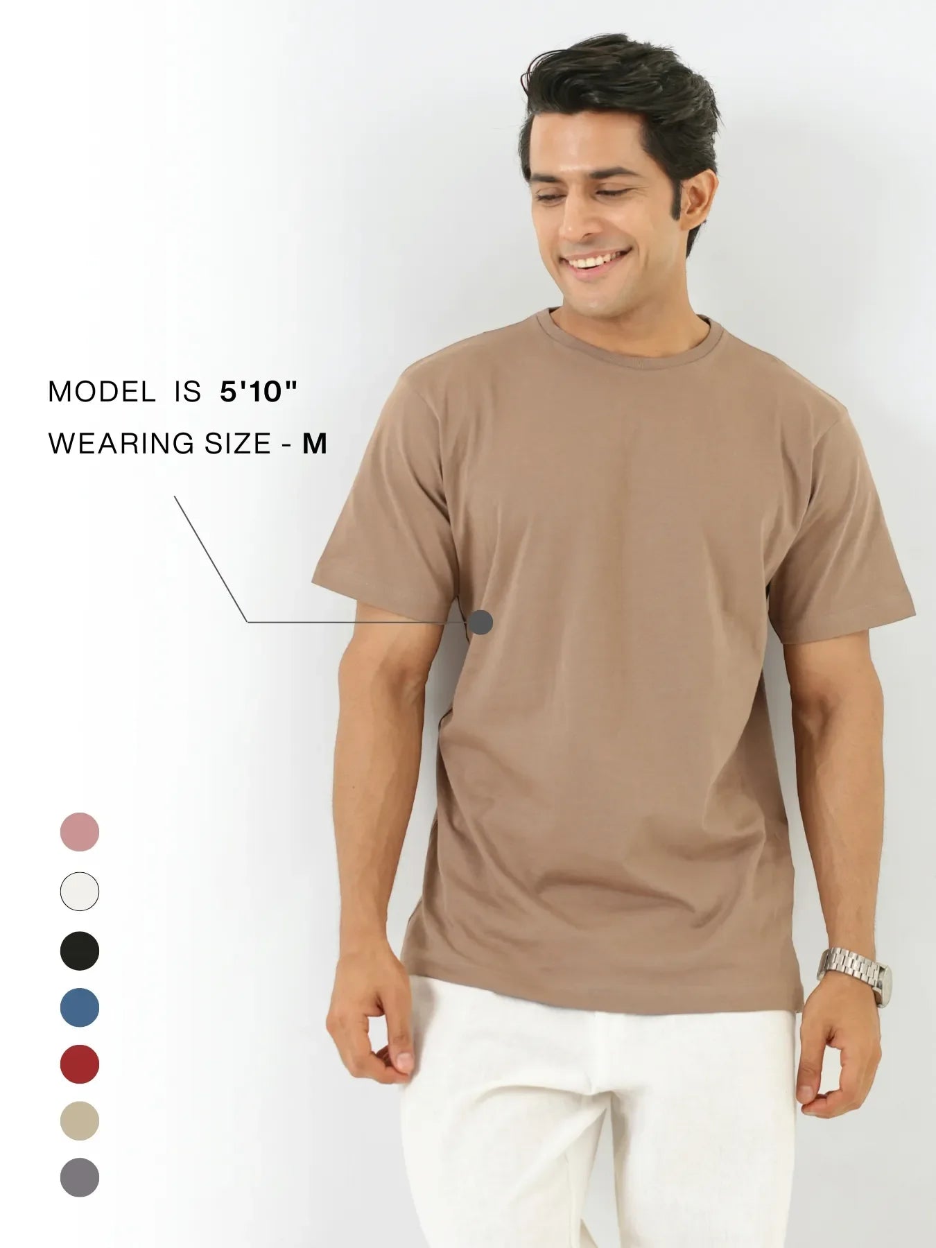 Men Mesa Taupe Round Neck T-shirt