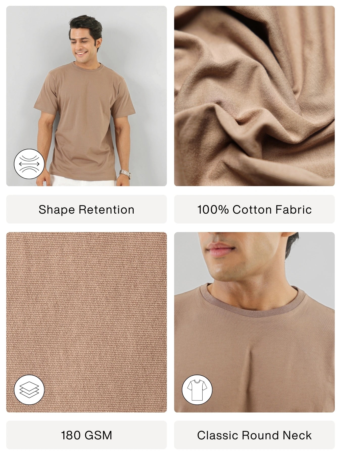 Men Mesa Taupe Round Neck T-shirt
