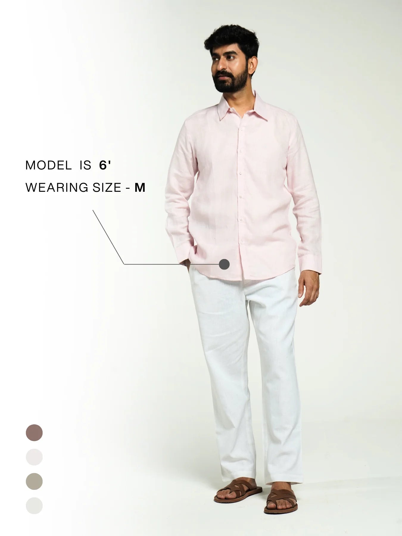 Men Blush Pink Pure Linen Full Sleeve Shirt
