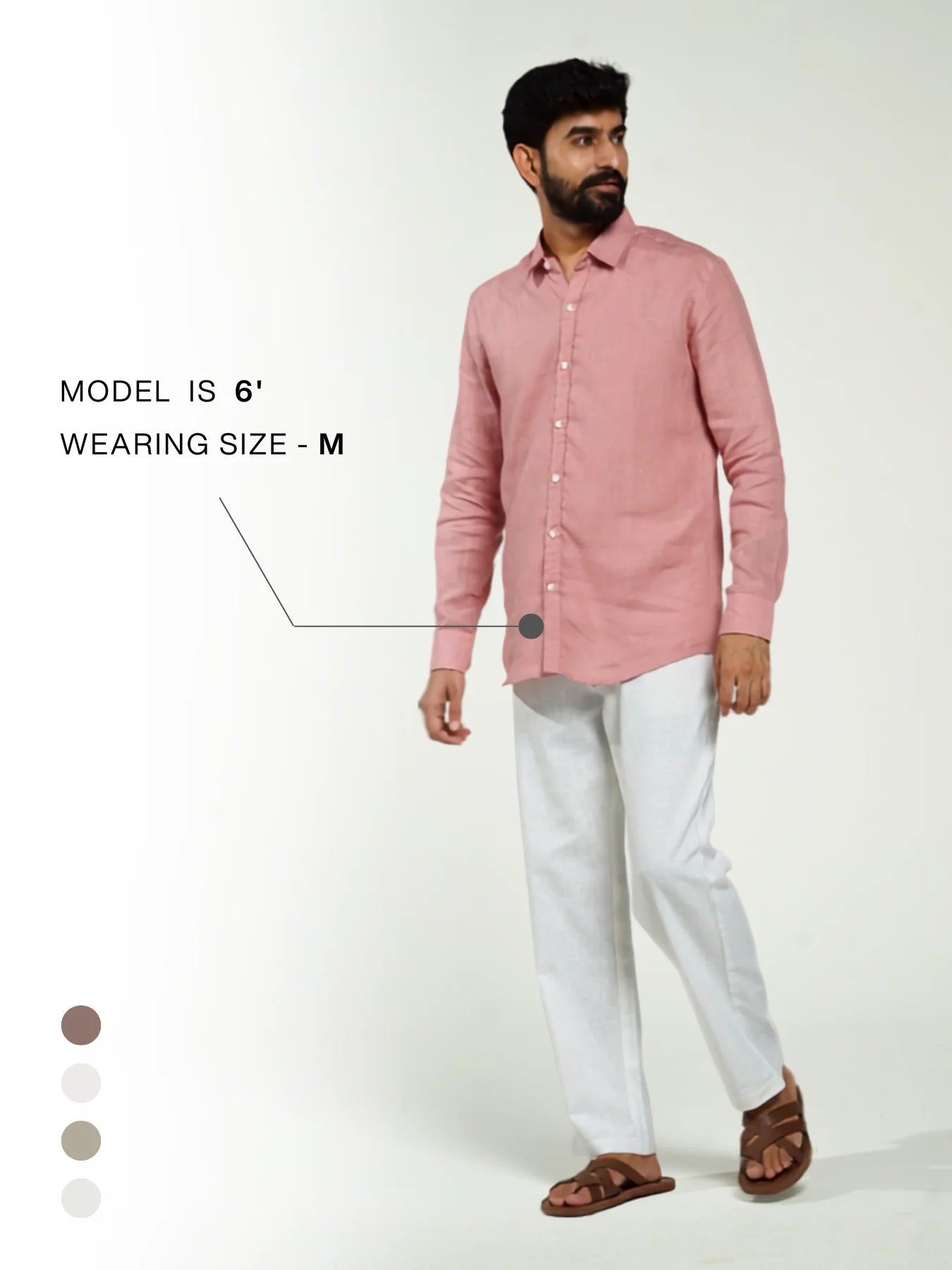 Men Rose Taupe Pure Linen Full Sleeve Shirt