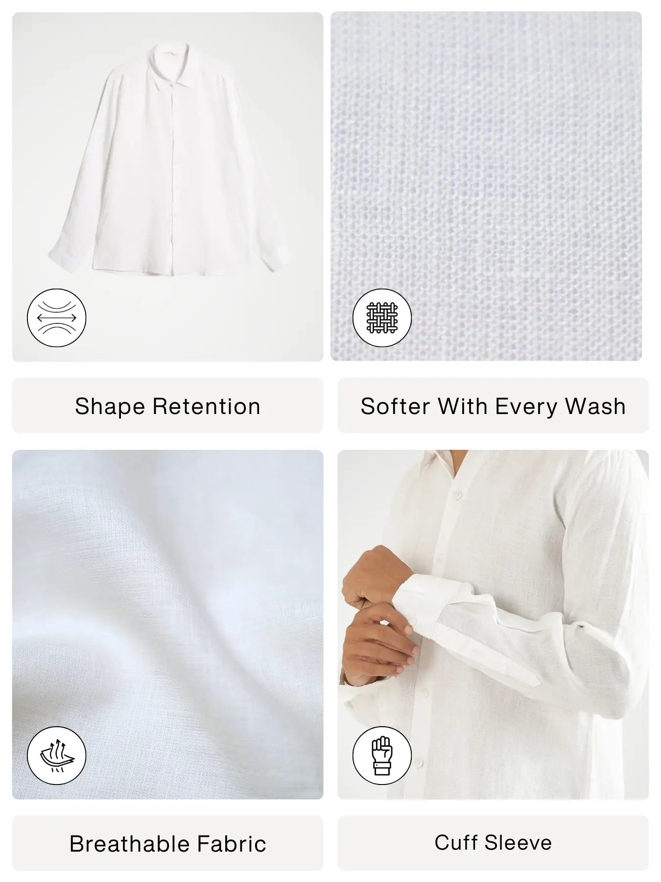 Men White Pure Linen Full Sleeve Shirt
