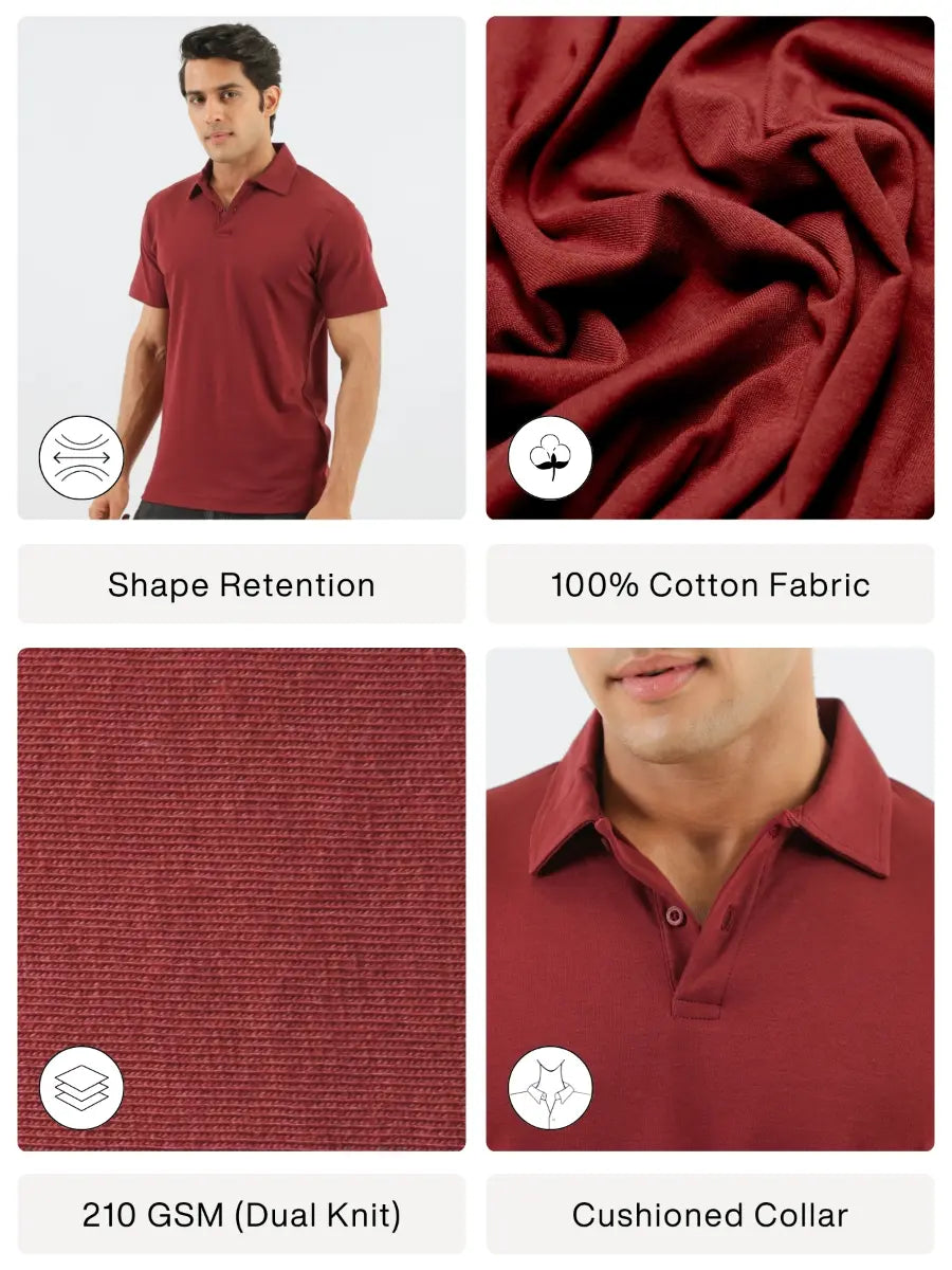 Men Maroon Polo T-shirt