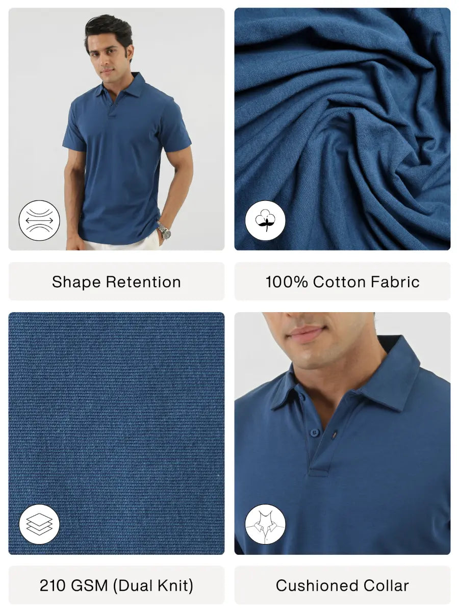 Men Midnight Blue Polo T-shirt