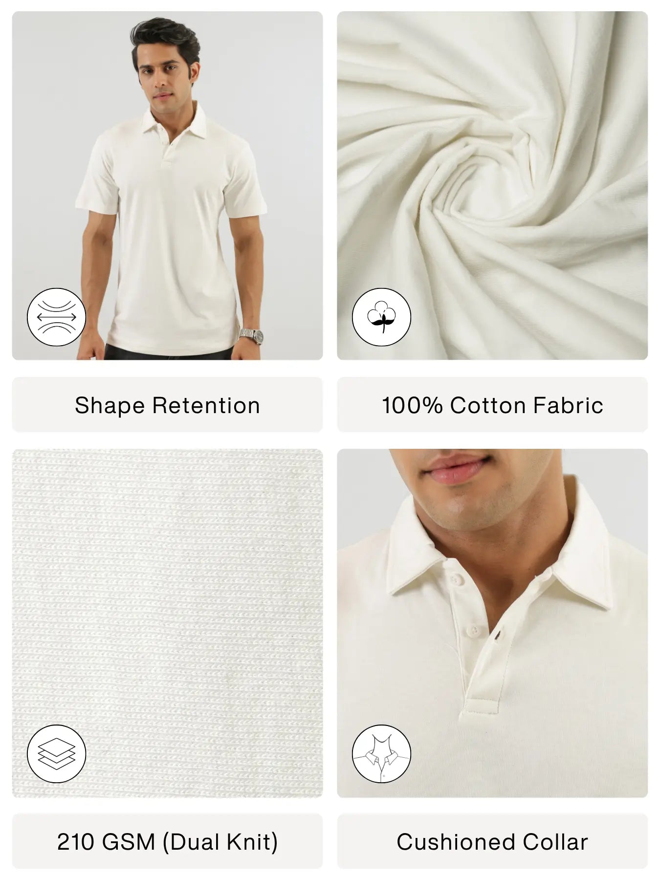 Men Off White Polo T-shirt