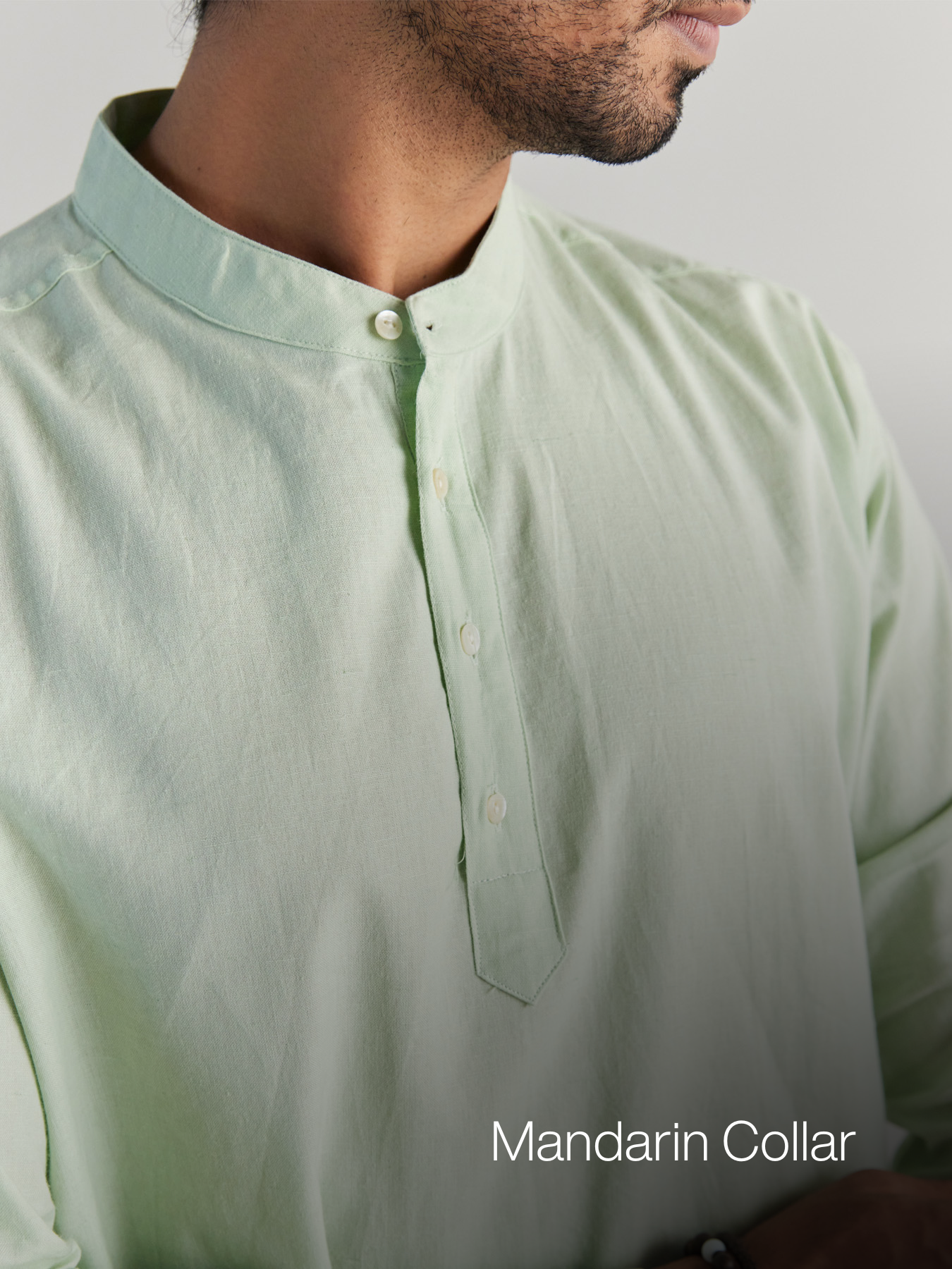 Men Mint Green Airy Linen Short Kurta