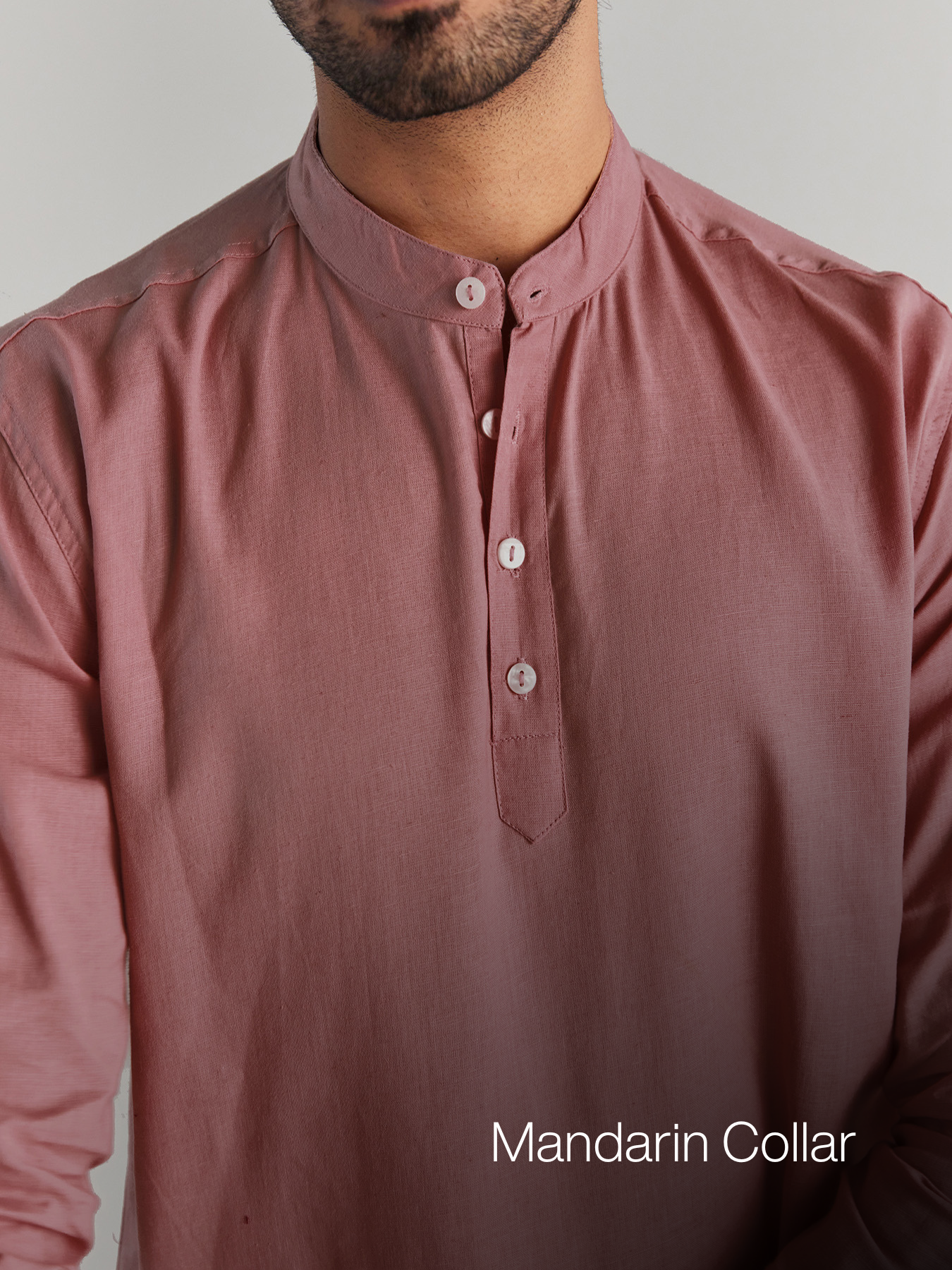 Men Rose Taupe Airy Linen Short Kurta