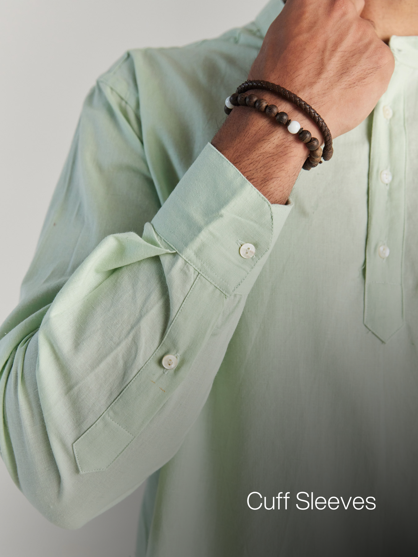 Men Mint Green Airy Linen Short Kurta