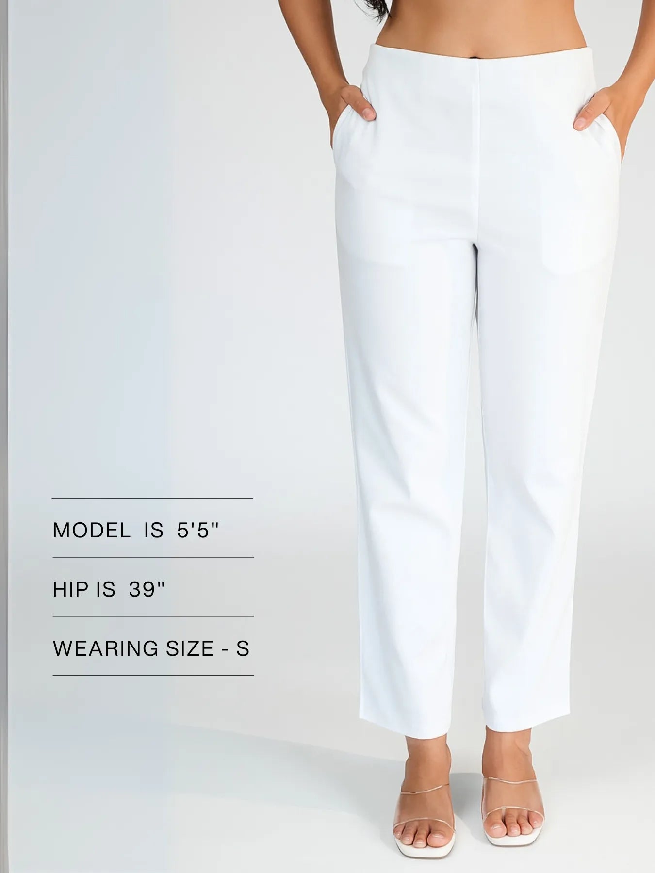Women White Straight Fit Formal Pants
