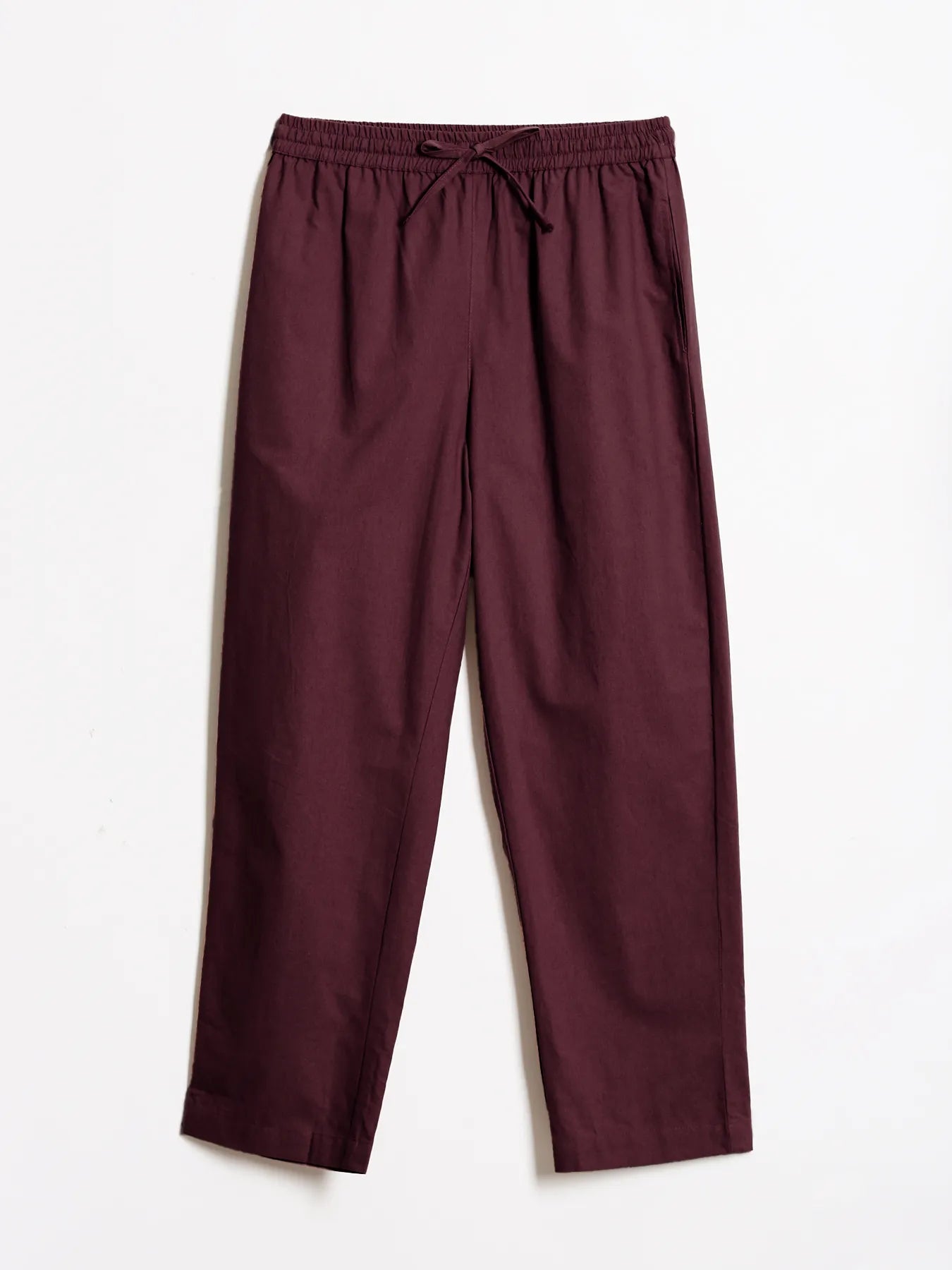 Women Wine Cotton Straight Pant