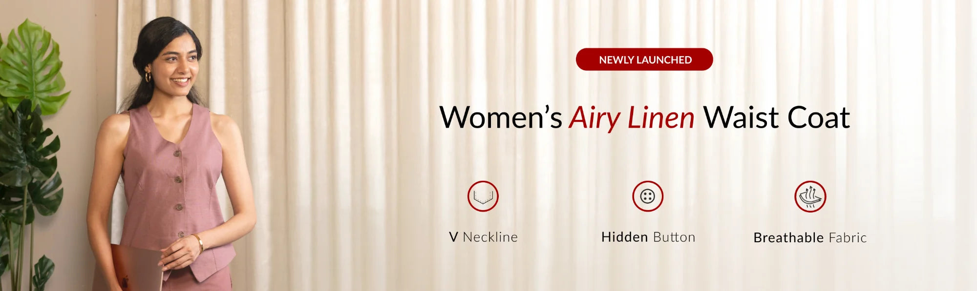 Women Airy Linen Waist Coat