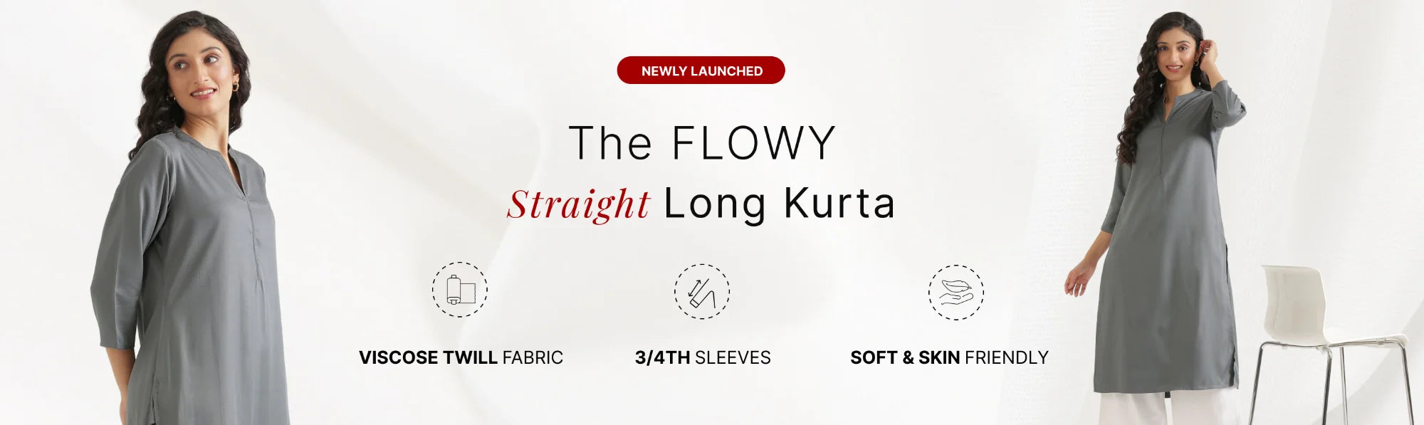 Women Flowy Straight Long Kurta