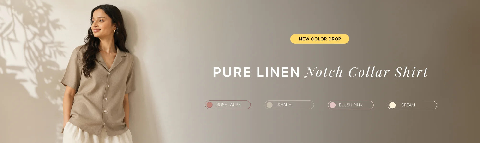 Women Pure Linen Notch Collar Shirts