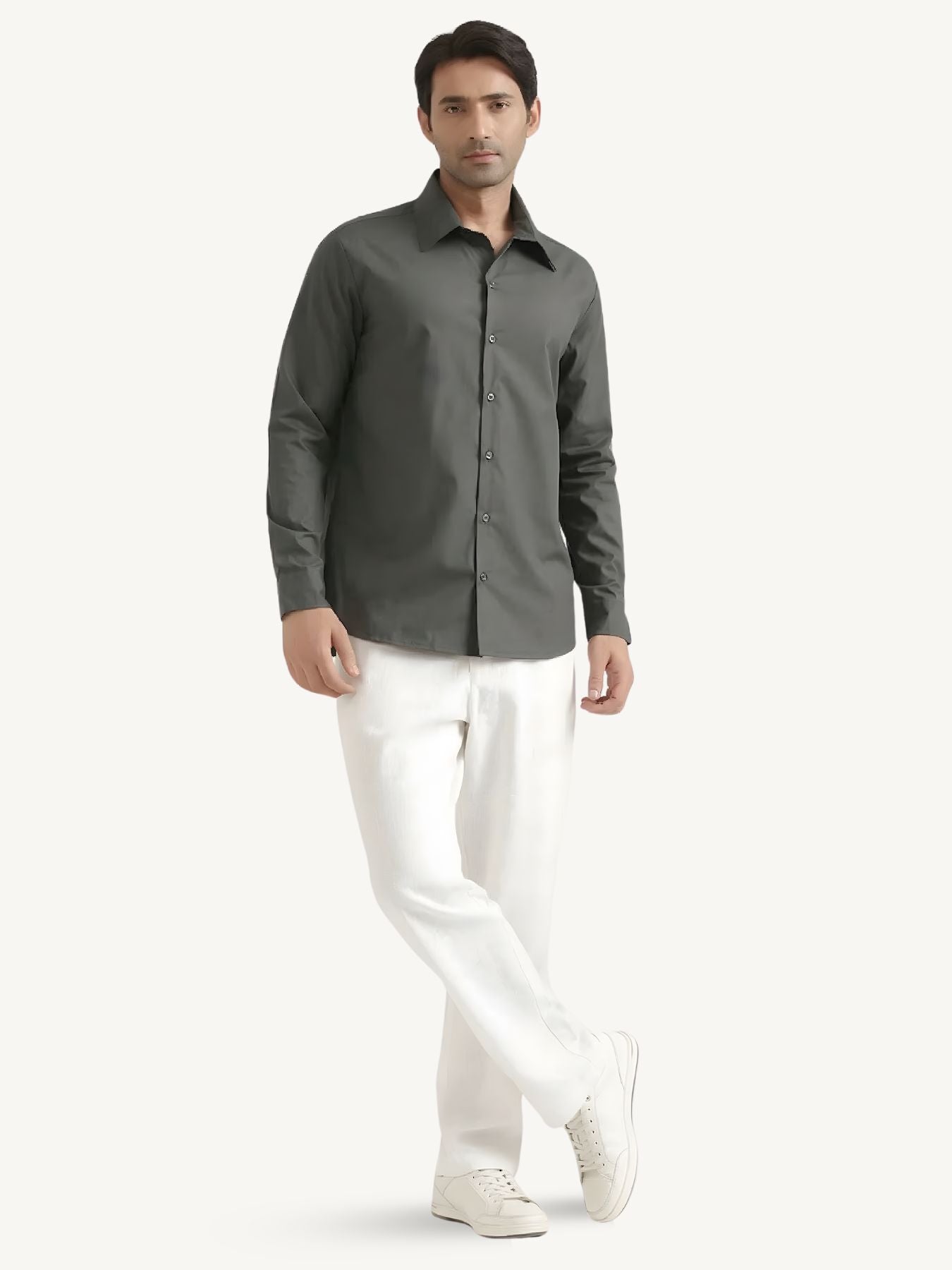 Men Dark Grey Better Cotton Full Sleeve Shirt