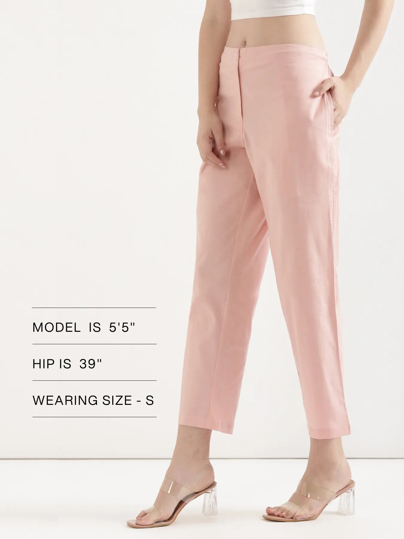 Women Salmon Pink Airy Linen Straight Pant