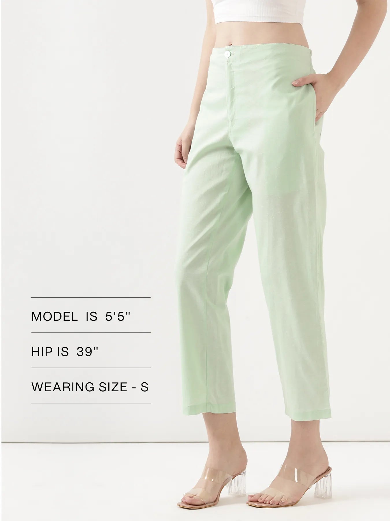 Women Mint Green Airy Linen Straight Pant