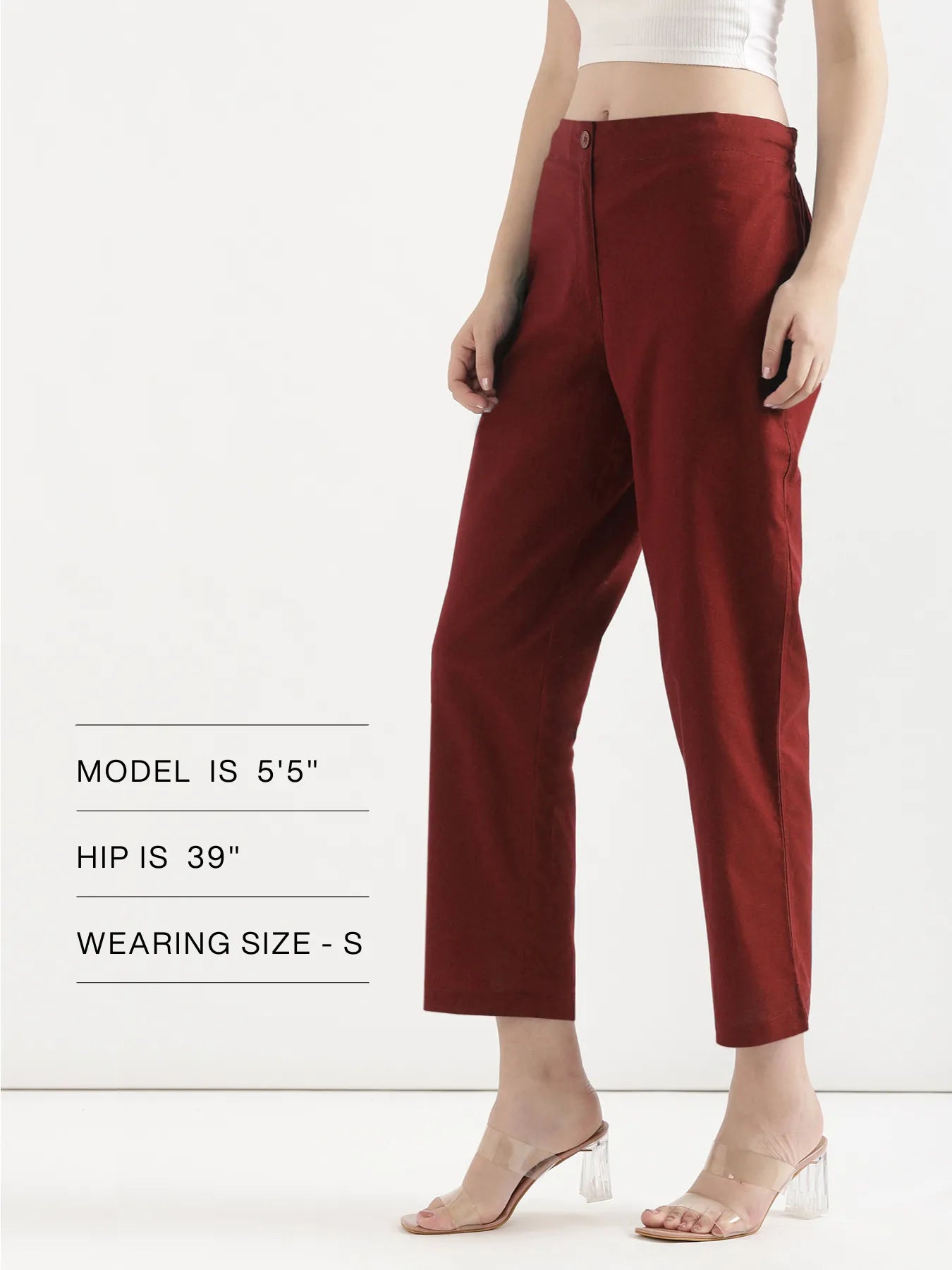 Women Maroon Airy Linen Straight Pant