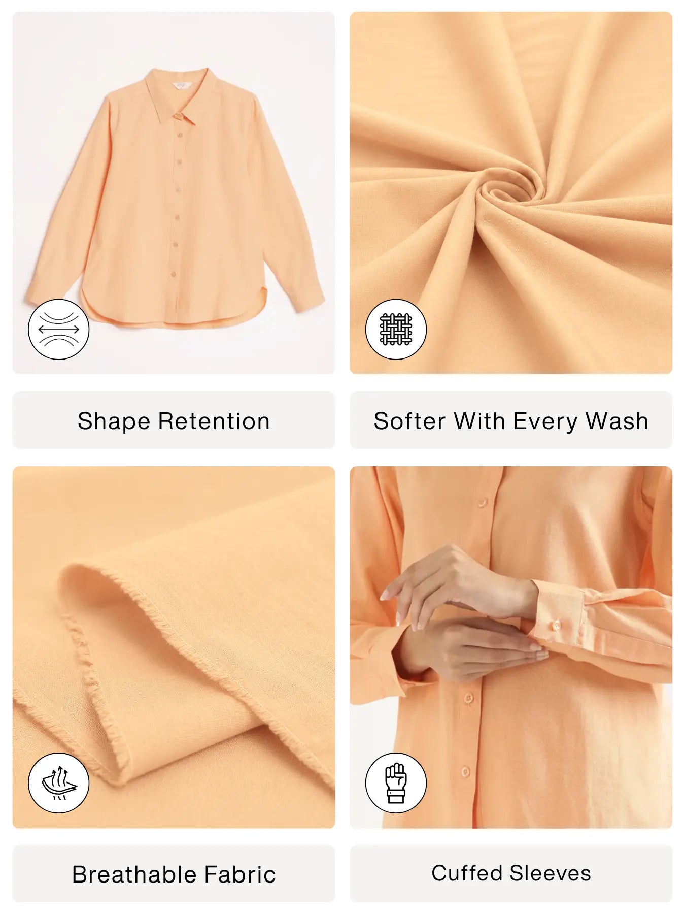 Women Peach Airy-Linen Shirt