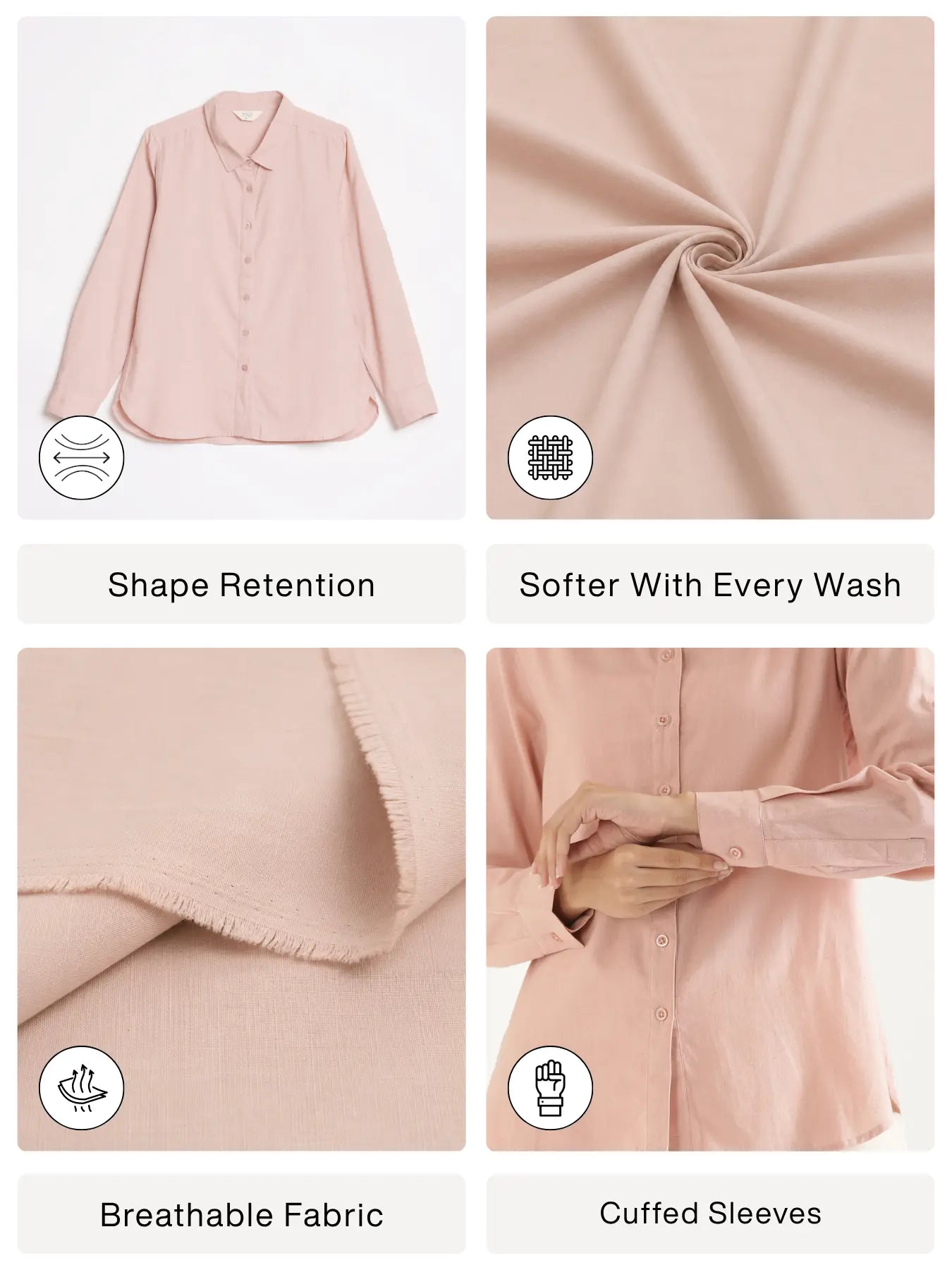 Women Salmon Pink Airy-Linen Shirt