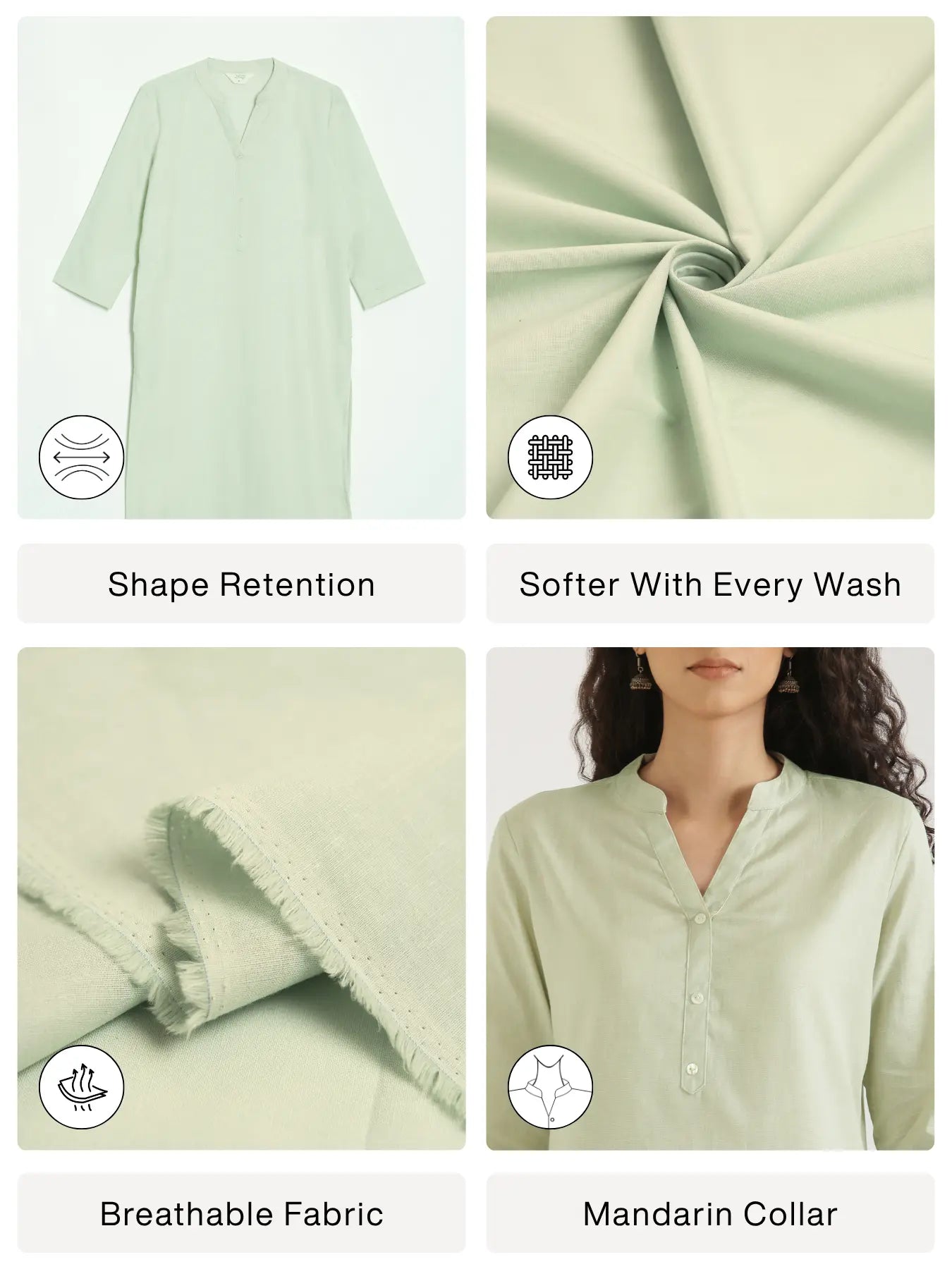 Women Mint Green Airy Linen Long Kurta