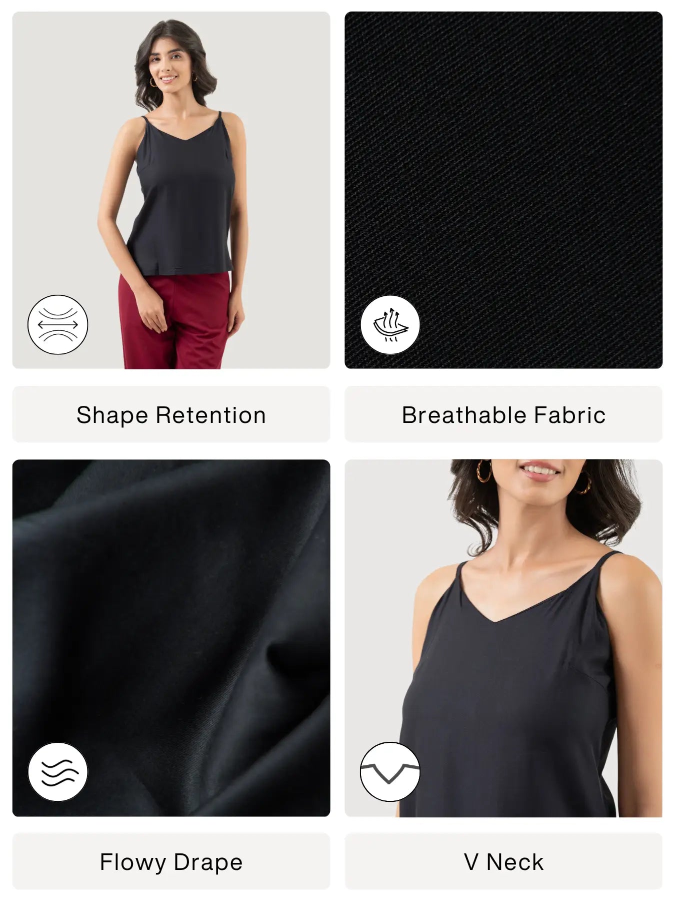 Women Black Flowy Camisole Top